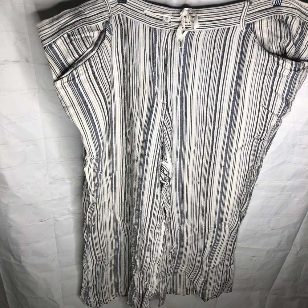 Lane Bryant Linen Blend Pants Women’s Size 22/24 Striped Drawstring Wide Leg